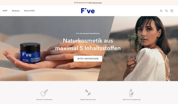 Startseite von https://fiveskincare.de/