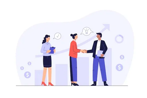 Illustration Abschluss von Verkauf mit Kunden