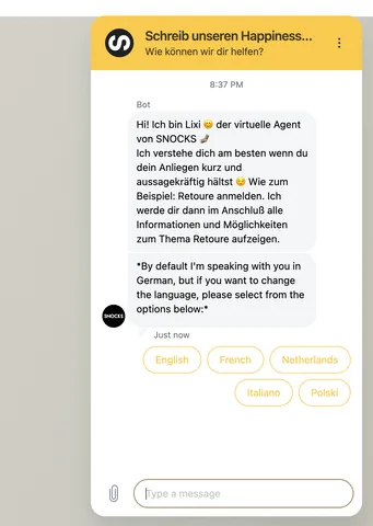 Snocks Live Chat Beispiel