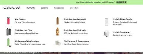 Waterdrop Menü Beispiel