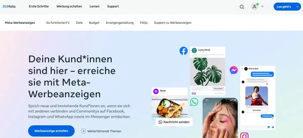 Screenshot meta ads homepage