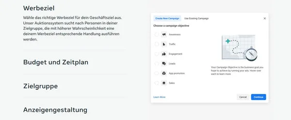 Screenshot meta ads gestaltung