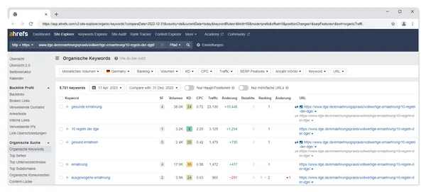 Site Explorer bei Ahrefs