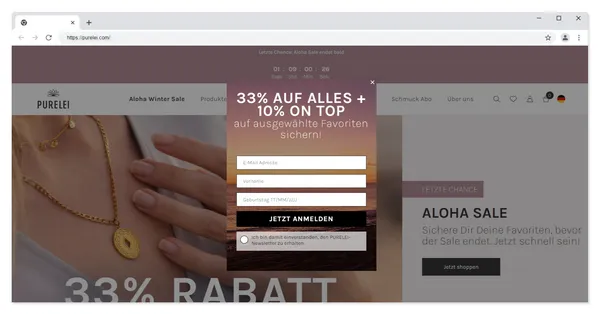 Purelei Newsletter Anmeldung