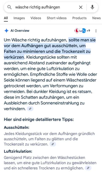 Google Suche mit AI Overview