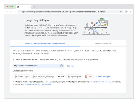 Einfügen des Google Tags