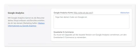 Shopify- Einrichten von Google Analytics