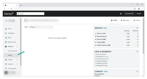 Kundenprofil auf Klaviyo