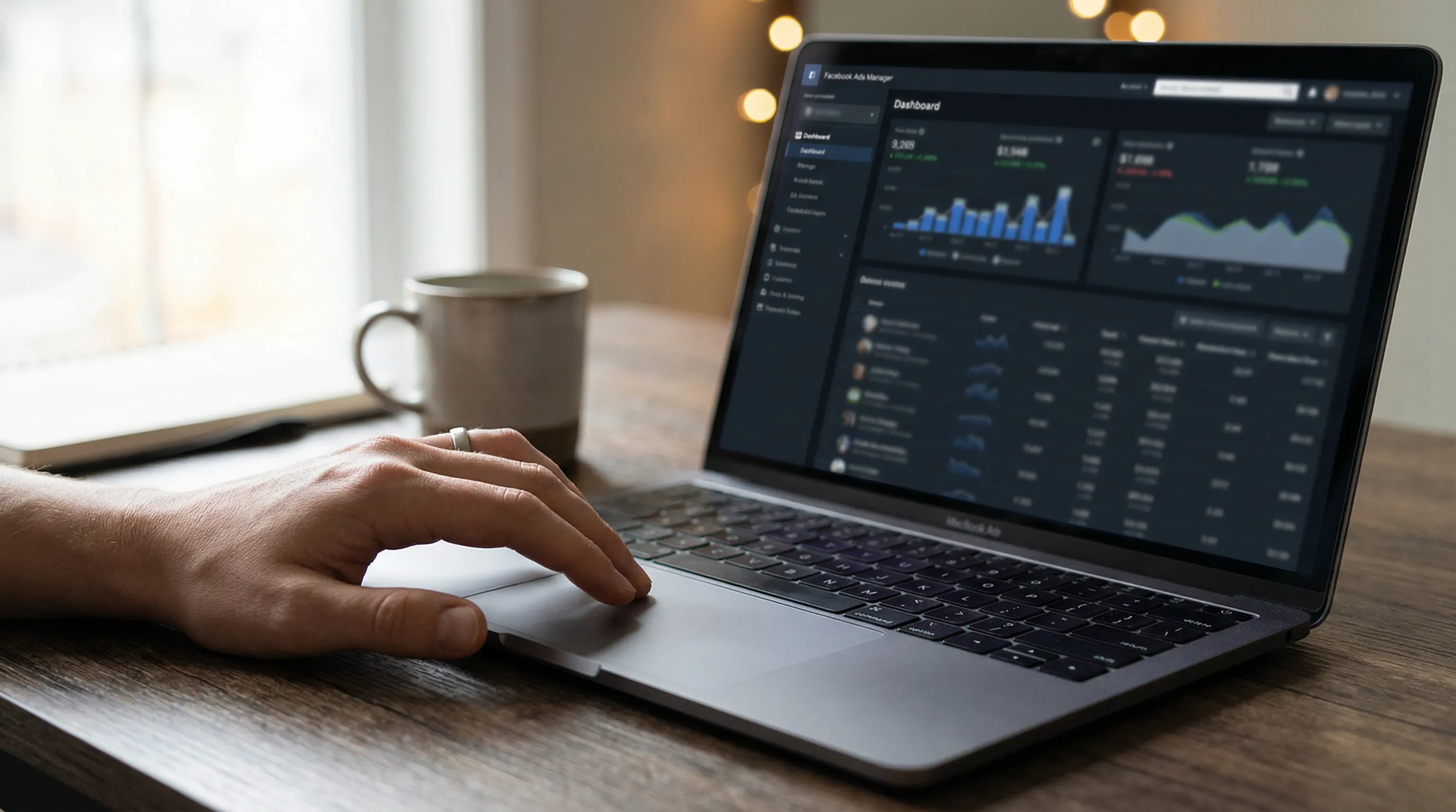 Facebook Ads Manager Dashboard auf Laptop