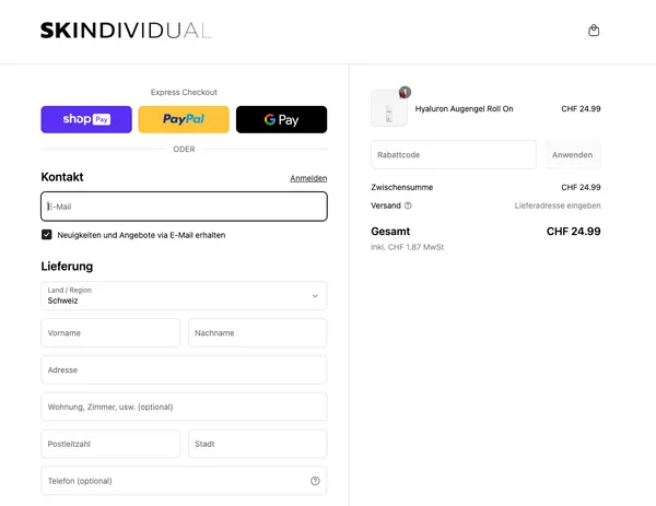 Shopify Checkout Beispiel