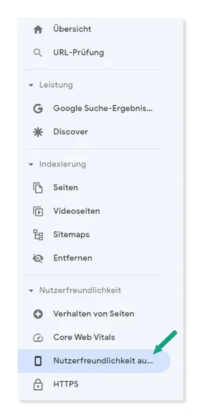 Google Search Console - Nutzerfreundlichkeit auf Mobilgeräten