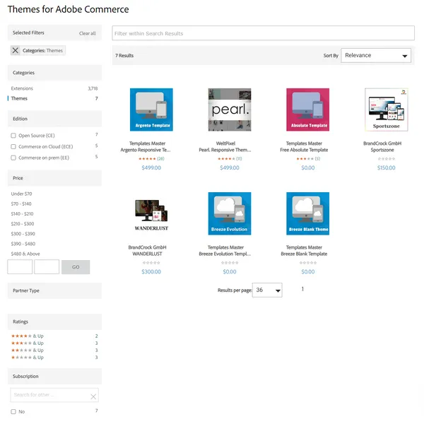Theme Store für Adobe Commerce