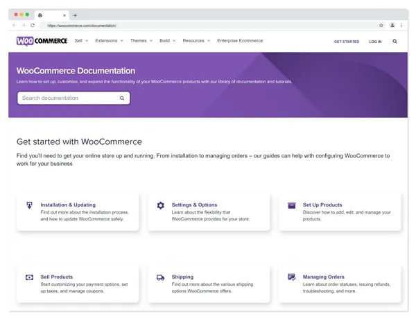 Hilfestellung in der WooCommerce Documentation finden durch Anleitungen von WordPress