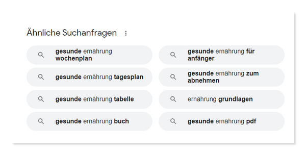 Google Ähnliche Suchanfragen