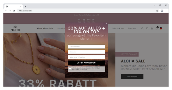 Purelei Newsletter Anmeldung