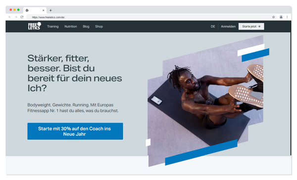 Startseite des freeletics Onlineshops