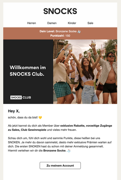 Willkommensmail von snocks.com