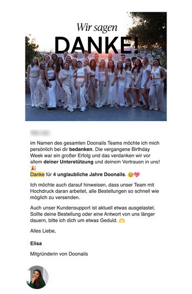 Danke E-Mail Beispiel von doonails.com