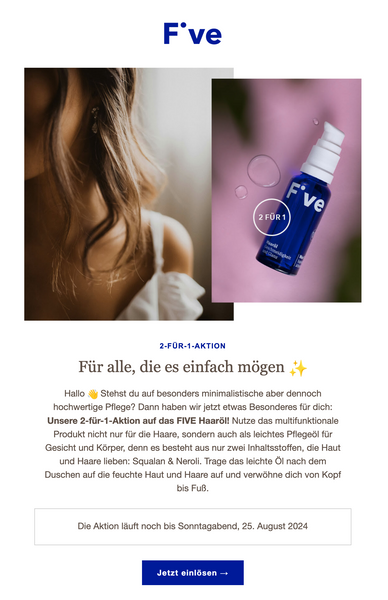 E-Mail Idee Beispiel von fiveskincare.de
