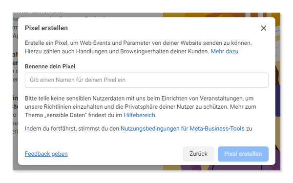 Facebook Pixel erstellen