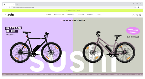 Landing Page von sushi bikes