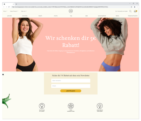 Landing Page von ooia