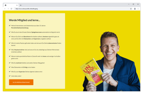 Landing Page vom Coaching "Unbox Your Life"