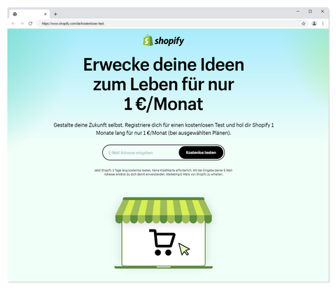 Kostenloser Probemonat bei Shopify