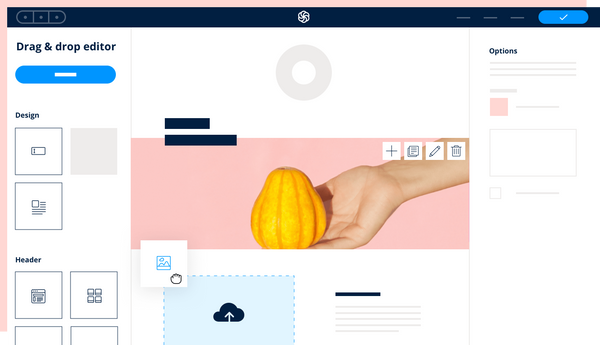 Drag & Drop Editor vom Email Marketing Tool Sendinblue