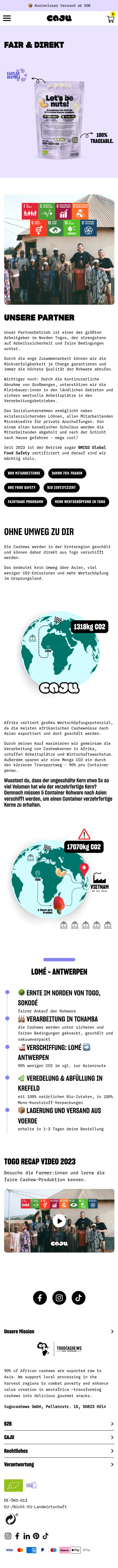 caju Lieferkette und Nachhaltigkeit