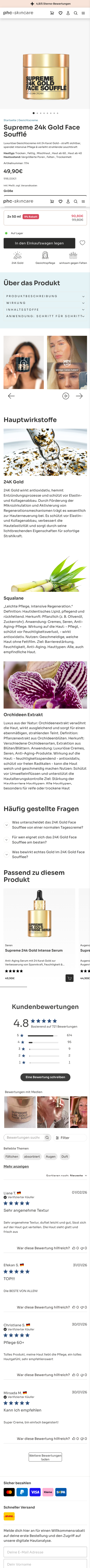 phc skincare Produktdetailseite
